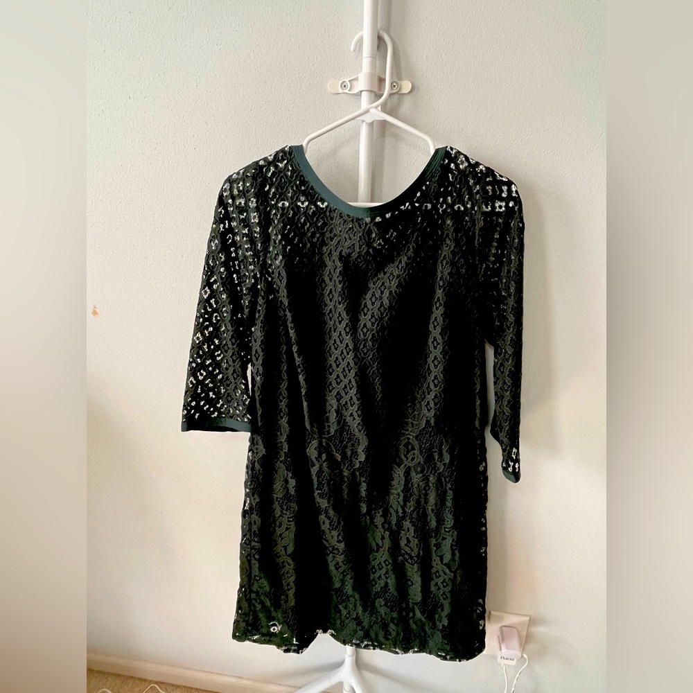 LOFT, lace forest green dress, size 12
